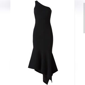 NWT Cinq a Sept Black Asymmetrical Ruffled Cocktail Dress